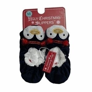 Ugly Christmas Kids Slippers Penguin Fussy Lining Medium 7-8